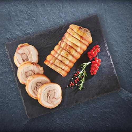 Rolada iz svinjske potrebuševine AVE, postrežena, *cena za porcijo (cca. 200 g): 3,79 €