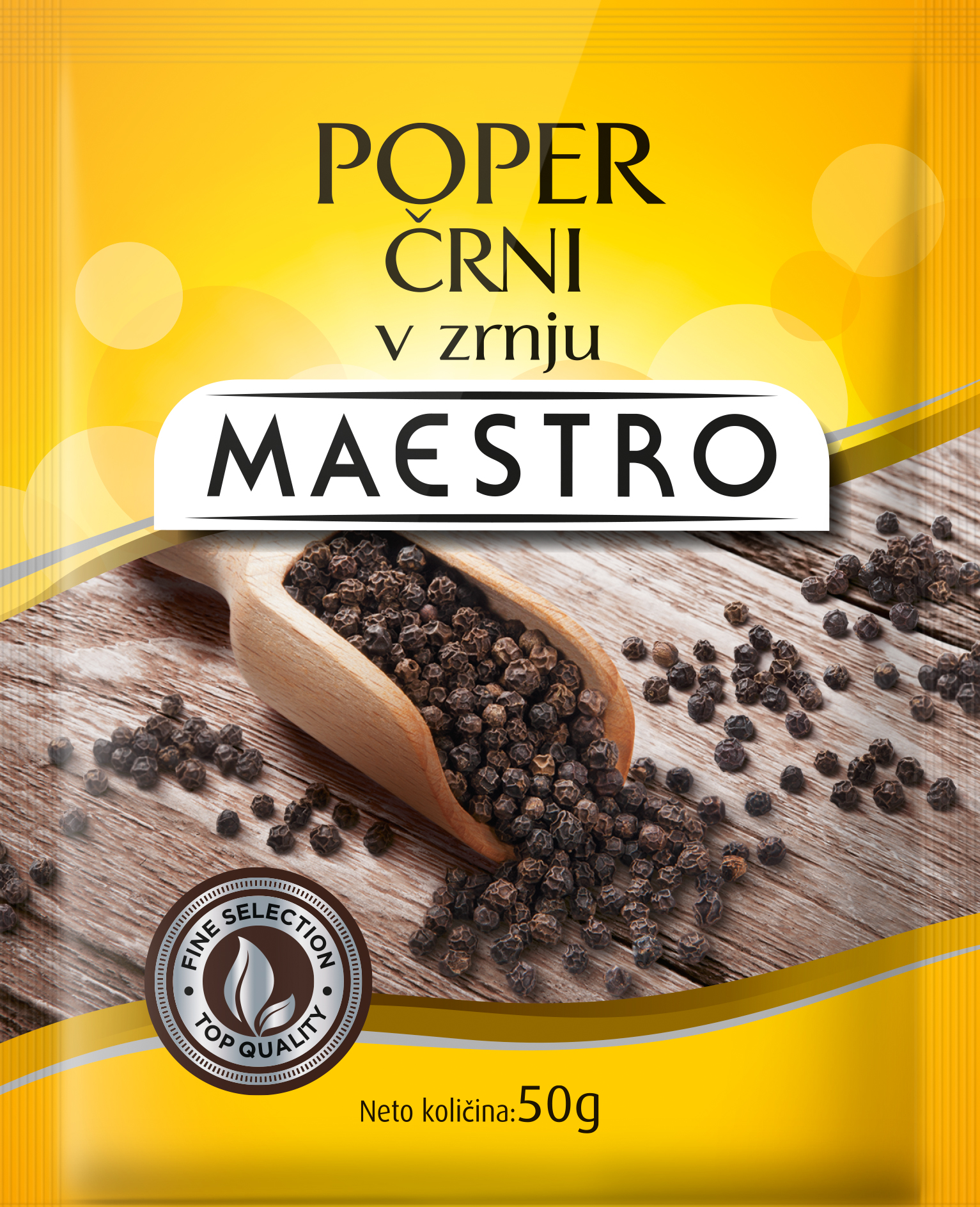 3856020202071 Maestro Poper crni v zrnju 50g