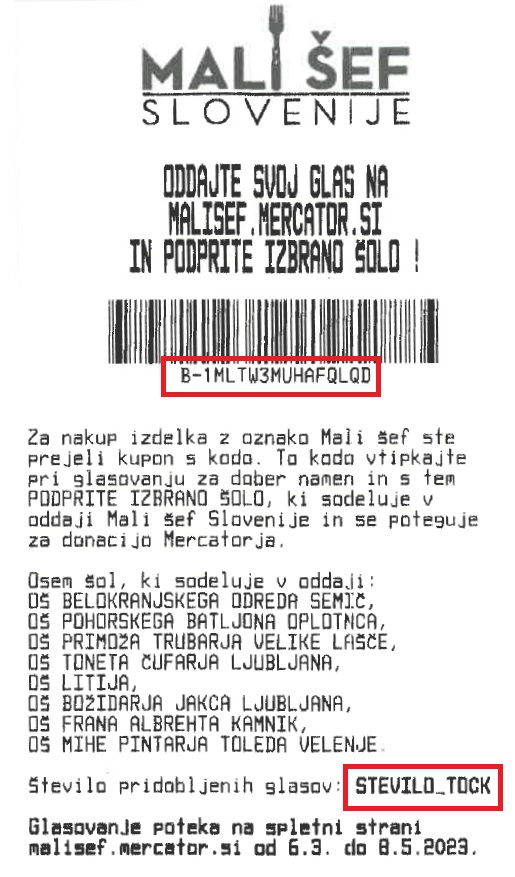 Mali sef kupon za glasovanje